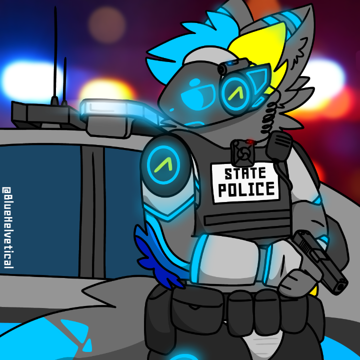 CPT. Trooper Blue with the Concordia State Police on scene of a call.