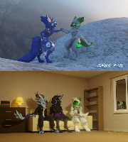 ~Amazing what a difference a year and a half can make~@Malik_Proto on Twitter and I both helped each other over the rocks so many times in the last year and a half, it's not even funny. Thought I'd get a few renders to celebrate all we'd been through and how far we've come since.
