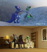 ~Amazing what a difference a year and a half can make~@Malik_Proto on Twitter and I both helped each other over the rocks so many times in the last year and a half, it's not even funny. Thought I'd get a few renders to celebrate all we'd been through and how far we've come since.