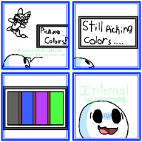 A little doodle comic for the ampwave I'm doing, note to myself to not ask friends for color pallets ever againAlso ampwave will be uploaded today, just finishing the background and stuff