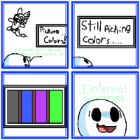 A little doodle comic for the ampwave I'm doing, note to myself to not ask friends for color pallets ever againAlso ampwave will be uploaded today, just finishing the background and stuff