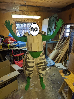 The green morph suit was to prototype the fur parts, and this is the rest of the armour as it is currently.
