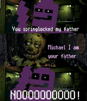oh nuuu!
(Also, the reason that Mike appears purple is cuz of the scooper thing, look it up. He basically rots while still alive because of Ennard. But yeah for more context, search it up)