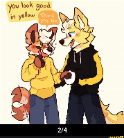 That's right me and Koda have started dating, it makes me so happy!
link to art https://img.ifunny.co/images/e24d2a635c58f031934bde19e17f0e950d36fea79b8dbd2ea206bbb9fd6dbe6f_1.jpg