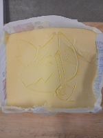 Was cooking and I got bored soooo...I grabbed a knife and carved this into the butterXD
(It was done quickly so it's a bit off)
