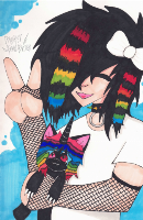 here was my submission :3
Its done with alcohol markers and stuff
the watermark is the same as the one on my website im working on (its really bad but gimme some grace im still learning CSS and HTML)