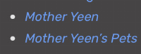 Just a random thing on the changed wiki. The top takes you to hyena’s page and the bottom takes you to her pets page.