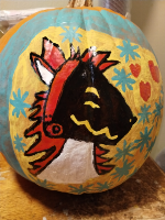 I painted my sona onto a pumpkin for Halloween🎃👻