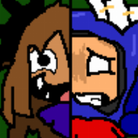 the game is an asymmetrical Roblox horror game called "The end of robloxia"
the character on the left is disdaain72, a killer, and the one on the right is spookzr, a survivor