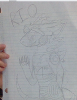 Hey Rio! I've been practicing drawing Protogens, and when I was scrolling through your profile, and I saw a post of your OC/Fursona so I thought I'd give drawing him a try. So yeah, I hope you like this art!
Note: I still have to outline him in pen, and also I didn't know what his legs or tail looked like so I just drew the basic tail and legs, but I still think it looks amazing.