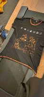 A little project I'm almost done with. I'm going to cover the Friends text with a patch once the shirt is finished drying, and I may show the back side in another post.