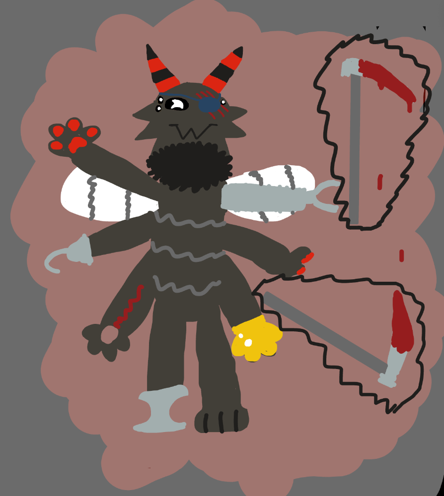 Since no one has done it yet (to my knowledge), I did it. Because I didn’t know where to start, it took me 5 HOURS TO MAKE! That’s time I could’ve spent playing Mario Kart or Kirby and the Forgotten Land. I hope you enjoy it. Also yes, he did just kill a bunch of people cause they were trying to hurt Nooki. This can also be another spot for an RP if you’d like, I won’t mind.

If u haven’t made any fanart of my OCs……why?