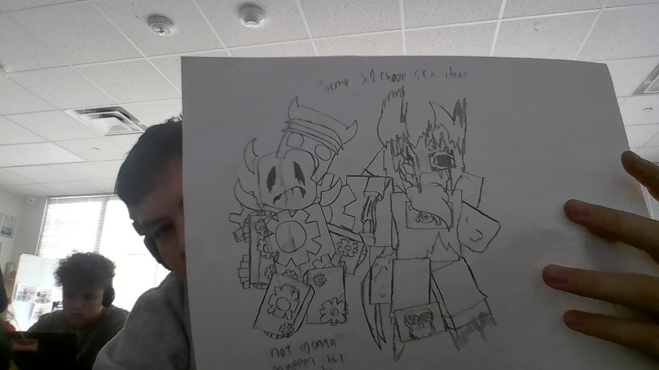 I just drew user bc I thought he would be cool but their is a 1000% chance that user will never be in my game so ya user was just a drawing for fun but the other skin is going to be in the game