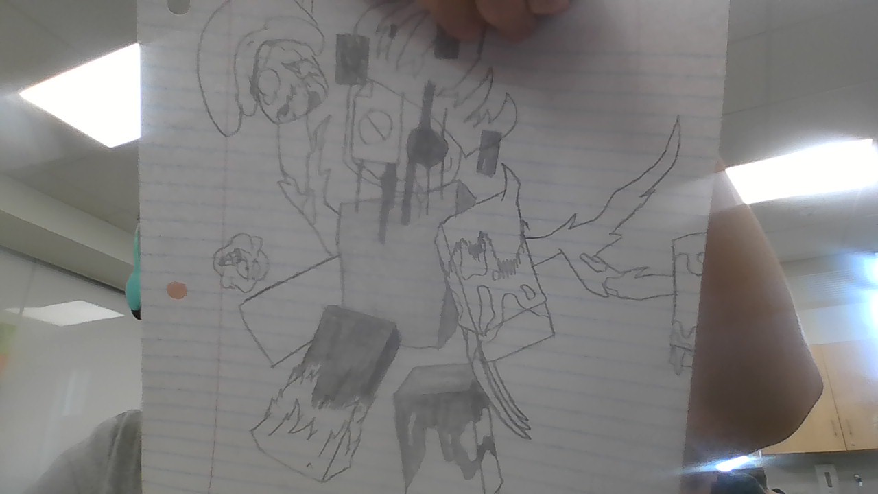 they go by they them, they wear a dead persons head and arm as a trophy on their back tenticles, they are the second strongest connonical character. they can only see in monochrome and they love to torture, torment and stalk their prey, they view everyone as lesser beings and want to kill them, and they are a glitch to the god of the univers ( when I said they are the second strongest character they are 0.5% weaker than the actual god in my game )