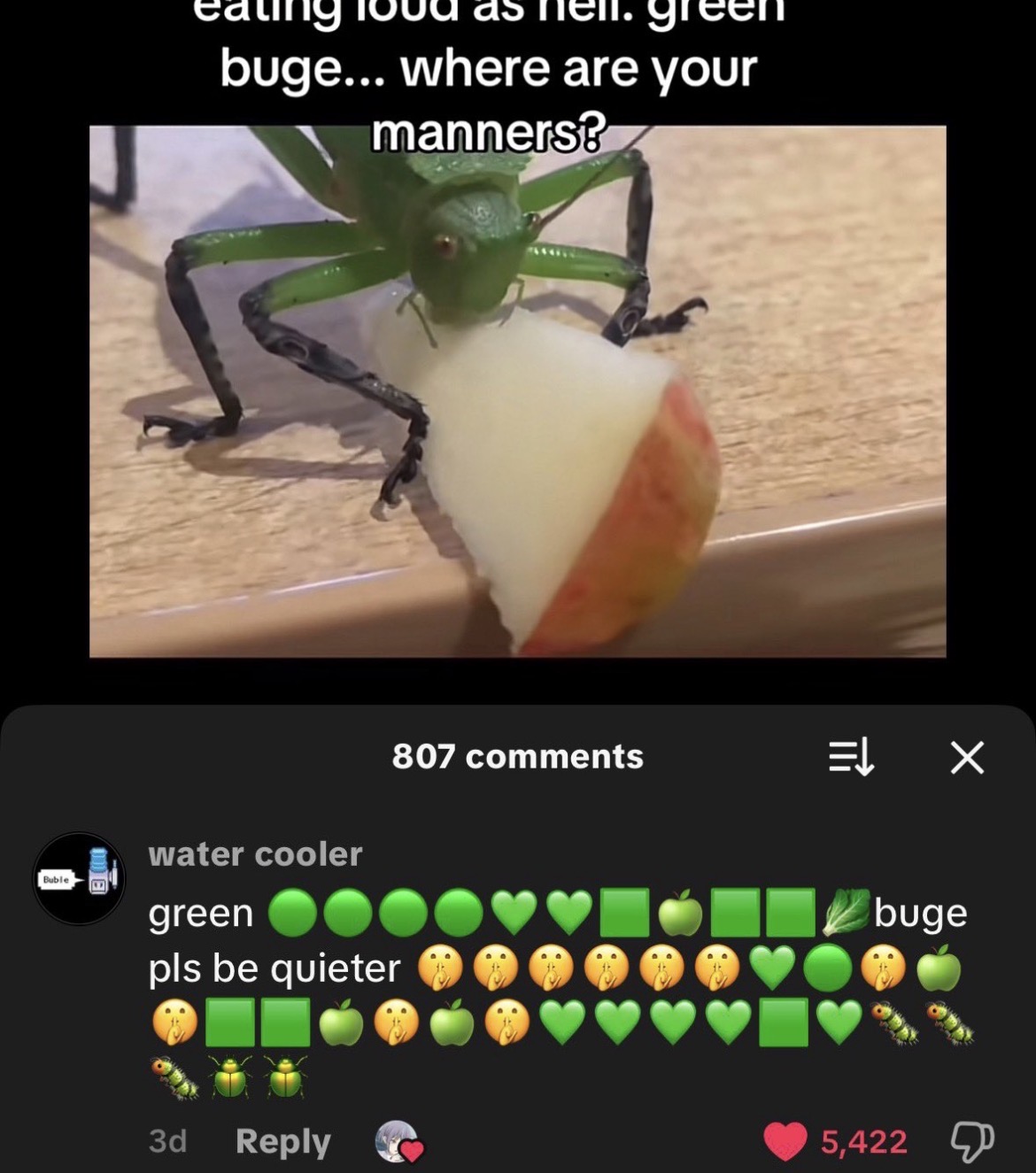 Buge not polite, why eat so loud