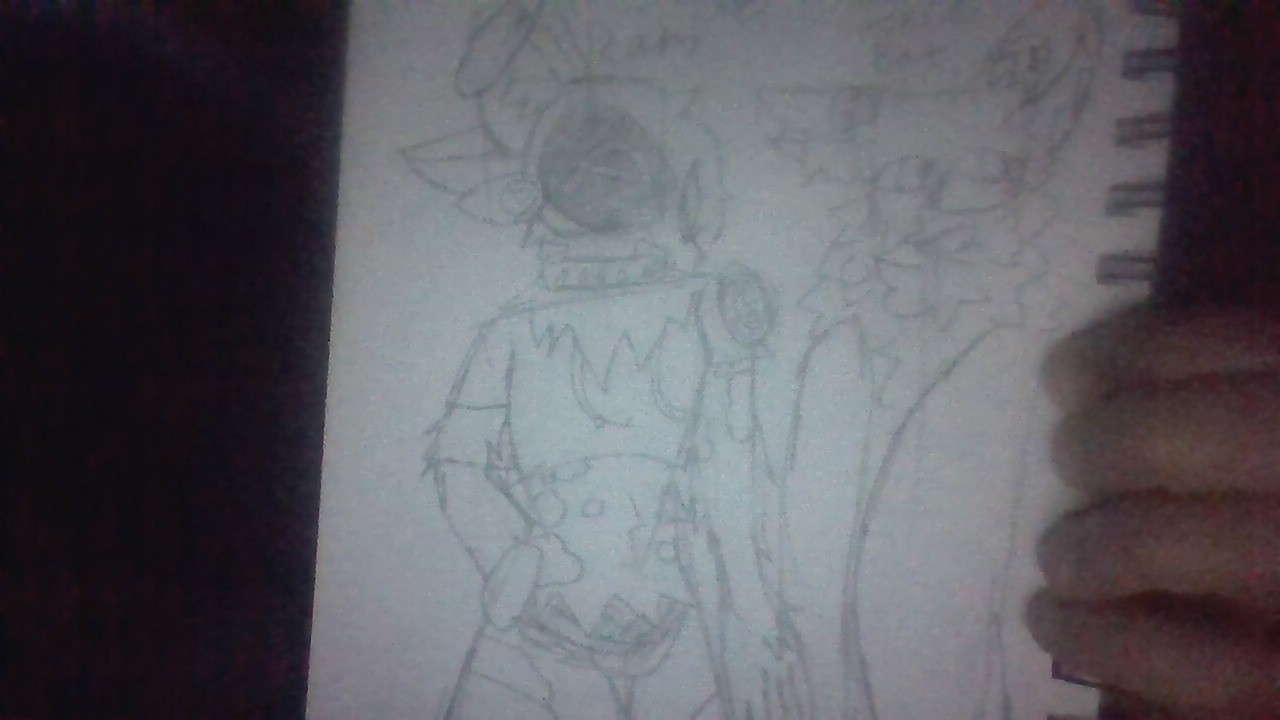 i drew this picture of Ram and my theriotype Toxic Bat (is a bat, oc based off my mask :] ) Enjoy!!!