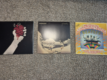 I got american idiot and Pinkerton from recycled books, cds, and records and i got magical mystery tour from faded blue; both stores are in Denton Texas
My collection grows >:3