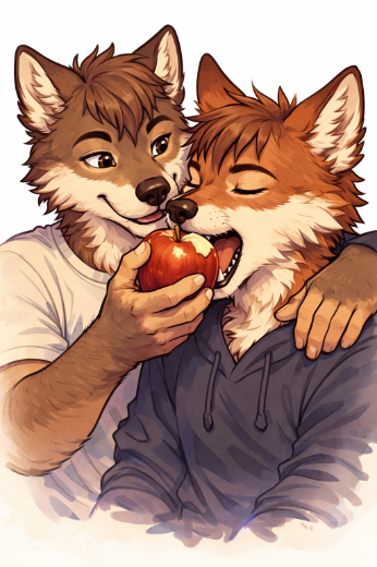 Sorry, I'm not good when it comes to objects so don't mind the apple, first post made this on my ipad hope you guys like it OwO and new furry friends? 