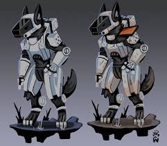 His name is Blake, and is a Stormtrooper wolf protogen. Is 7'6 in height, with armor on, with armor off, is 6'3 in height. Malfunctions a lot. Cannot aim his E-11 at all. Kind, but hates Jedi scum.
