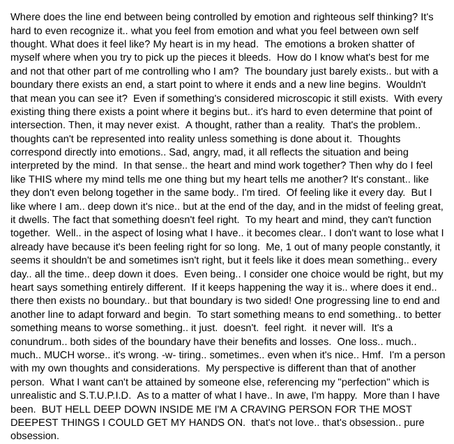 i am happy where i am ^^

my thoughts roam free and consider the worst possible things imaginable. 