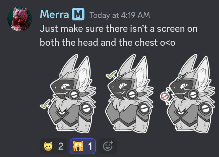 Remember! Do not place screens on both chest and head

I seen this on discord